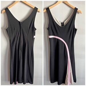 A-list Black Colorblock Midi Dress Pink Ivory Y2K Sleek Size M 8/10